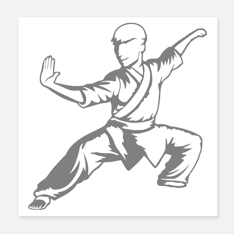 Kung Fu Kämpfer Kampfkunst Aktion Pose Angriff Poster 20x20 cm