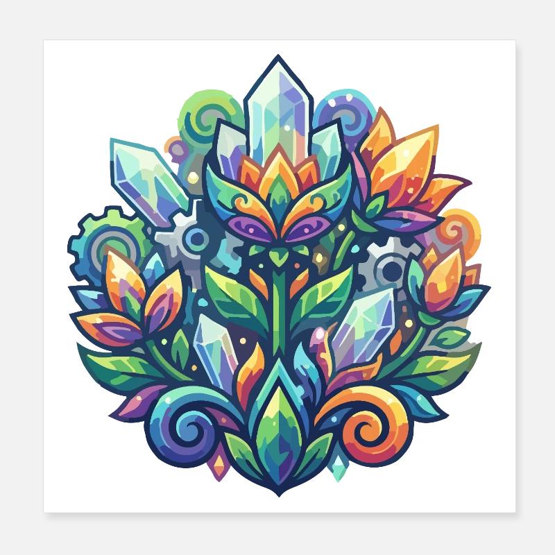 Luminous Crystal Lotus Flower Crystals Pattern Poster 8" x 8" (20x20 cm)