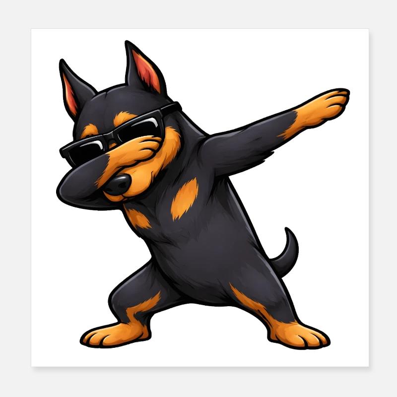 Dabbing Doberman Poster 8" x 8" (20x20 cm)