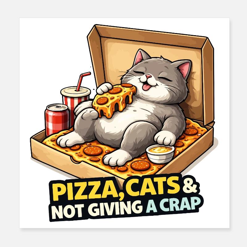 Pizza Cats Einstellung Poster 20x20 cm