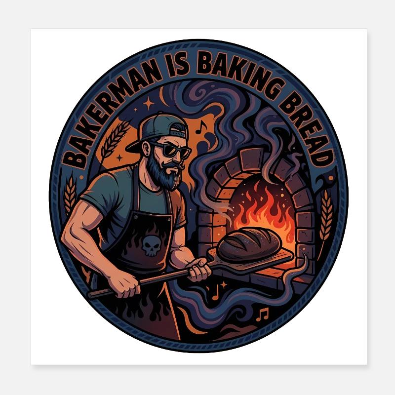 Master baker at the oven Poster 8" x 8" (20x20 cm)