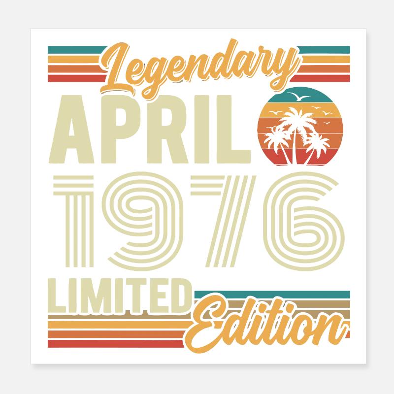 April 1976 50th Anniversary Gift - April 1976 Poster 8" x 8" (20x20 cm)