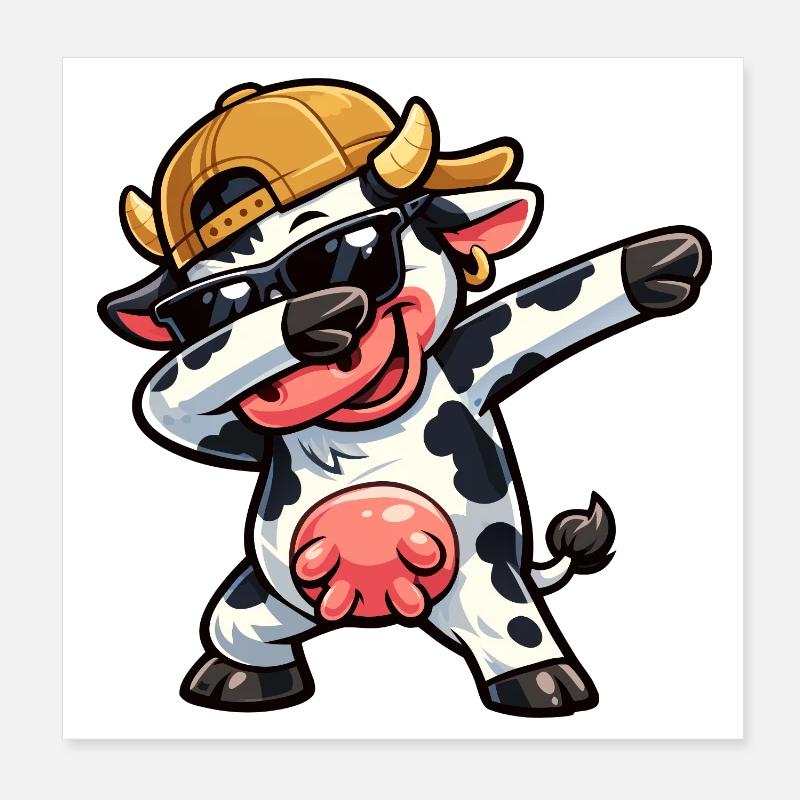 Dabbing Cow Poster 20x20 cm