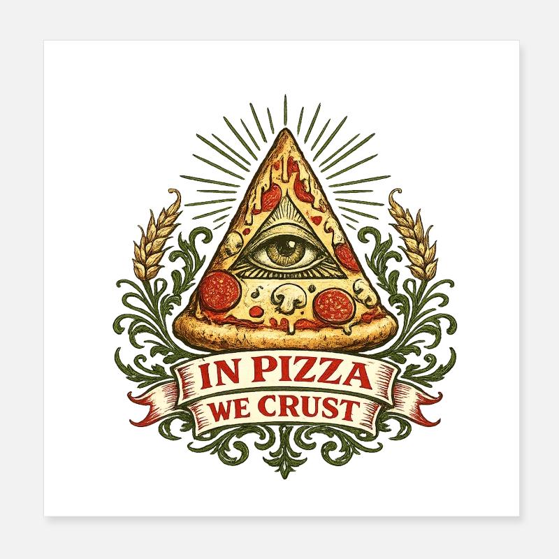 Pizza Pyramid Eye Crust Motto Poster 8" x 8" (20x20 cm)