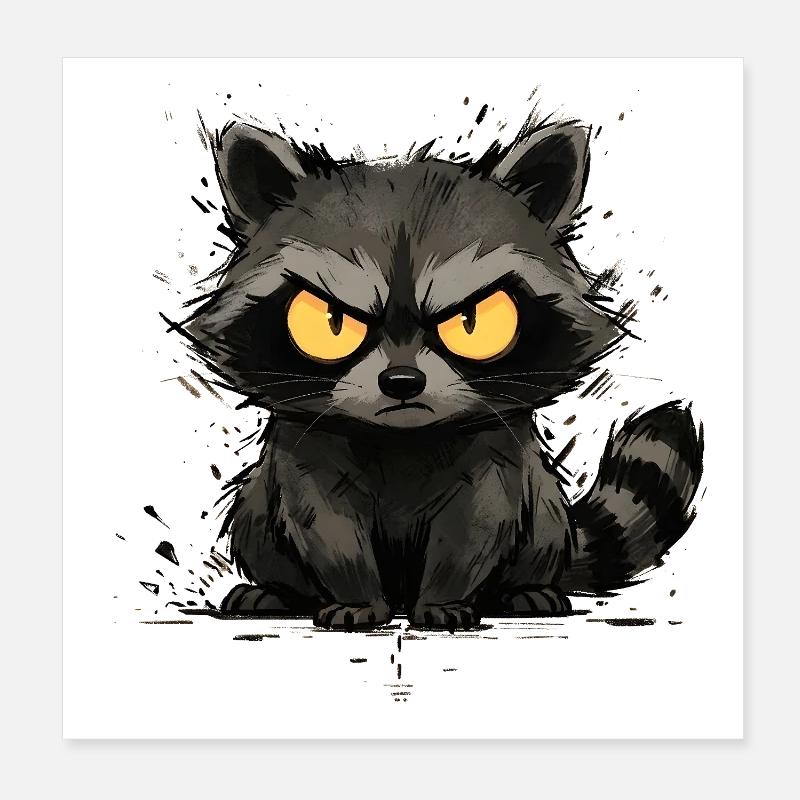 Waschbär - Grumpy & Bold Trash Panda Poster 20x20 cm