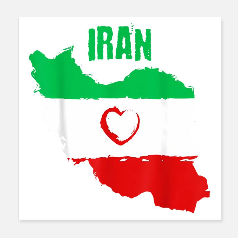 Drapeau du Cœur iranien Poster 20 x 20 cm