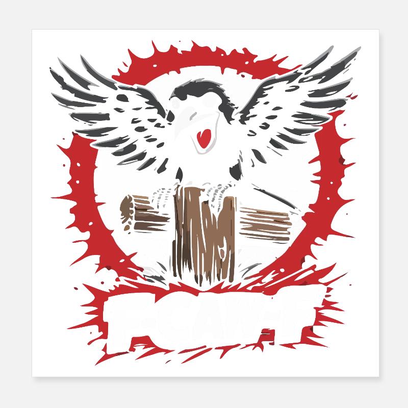 F-Caw-F Rabe auf Baumstamm Poster 20x20 cm