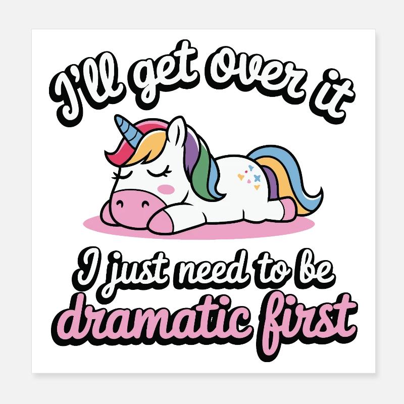Schlafendes Einhorn Drama Spruch dramatisch Poster 20x20 cm
