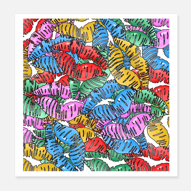 Bunte Küsse Poster 20x20 cm