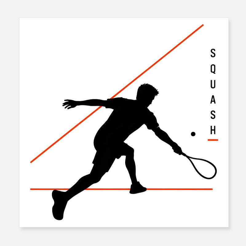Squash Silhouette mit Neonlinien Poster 20x20 cm
