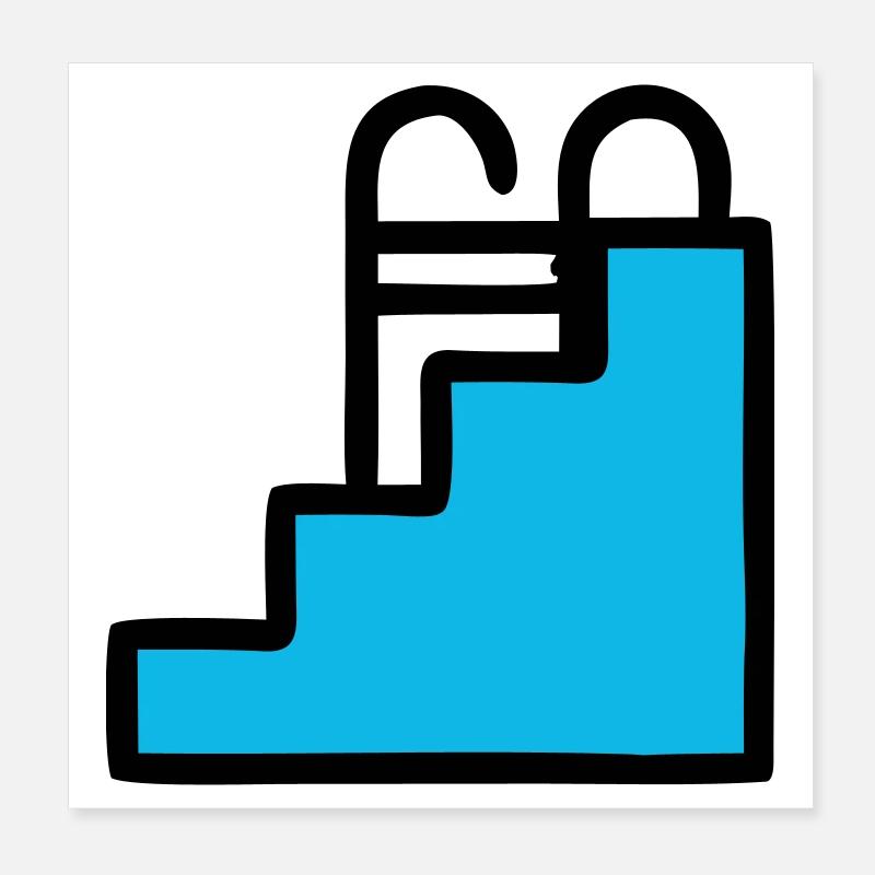 Pool Ladder Swimming Pool Icon Poster 8" x 8" (20x20 cm)