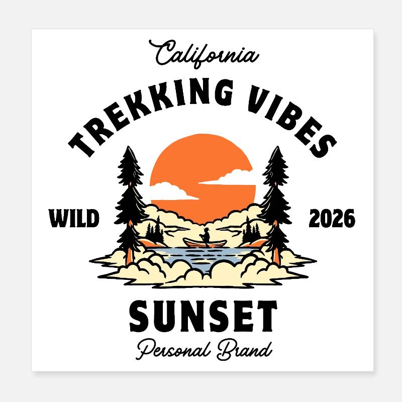 Trekking-Vibes - Poster 20x20 cm - Weiß