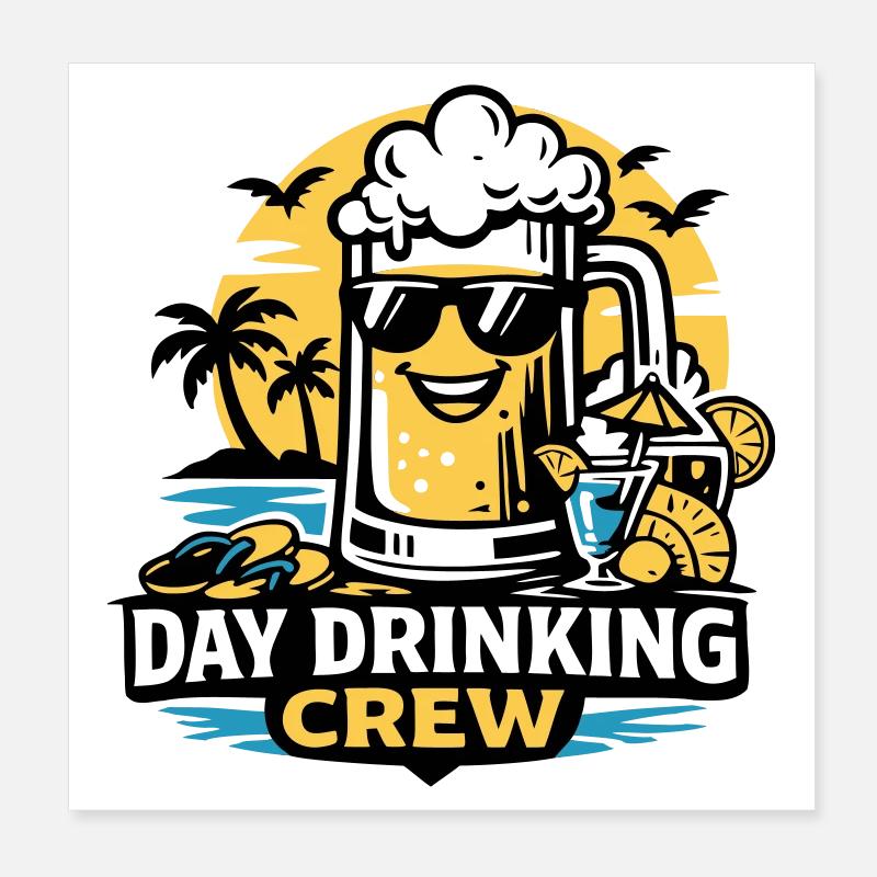 Icône du surf de bière Beach Crew Poster 20 x 20 cm