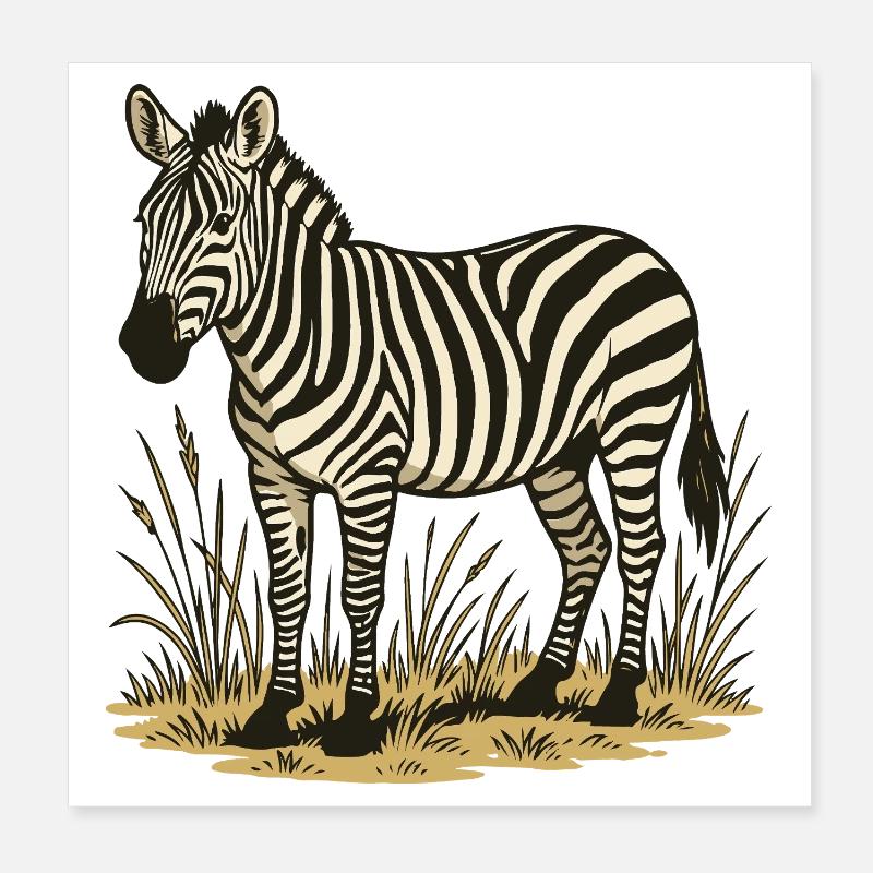 Zebra Poster 8" x 8" (20x20 cm)