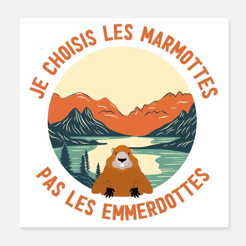 Marmottes du lac: choix paisible Poster 20 x 20 cm