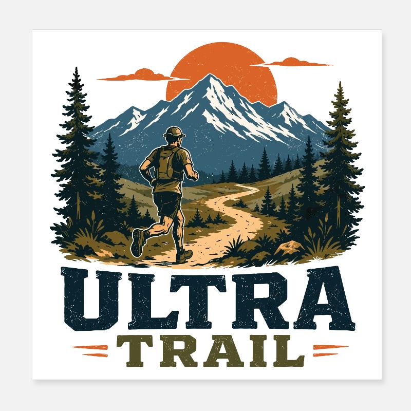 Trail Running - Ultra Trail Poster 8" x 8" (20x20 cm)