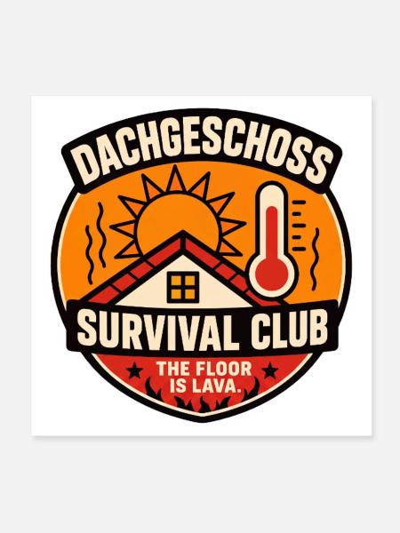 Club de survie dans les greniers : Le sol est de la lave - Poster 20 x 20 cm - blanc - Devant