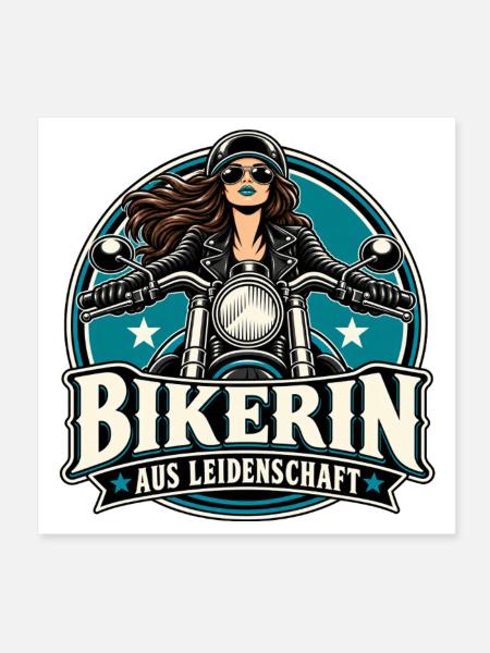 Bikerin Aus Leidenschaft - Poster 20x20 cm - Weiß - Vorne