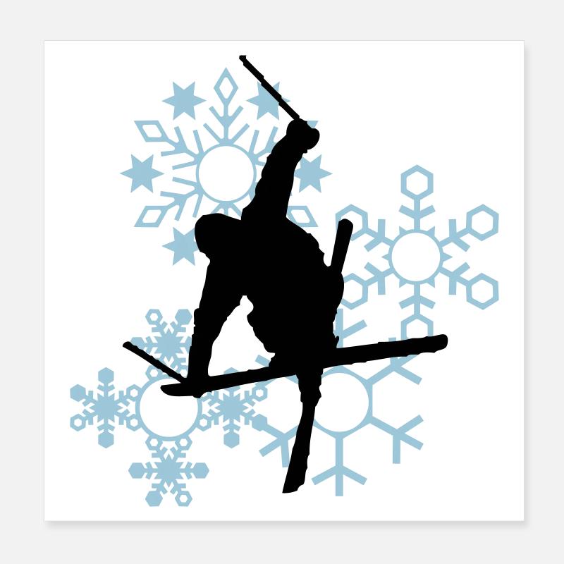 Skier mit Schneeflocken Poster 20x20 cm