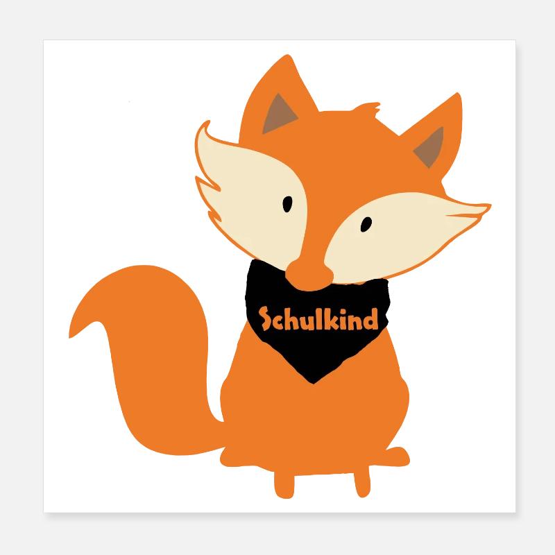 Fuchs Schulkind Kind Einschulung - Poster 20x20 cm - Weiß
