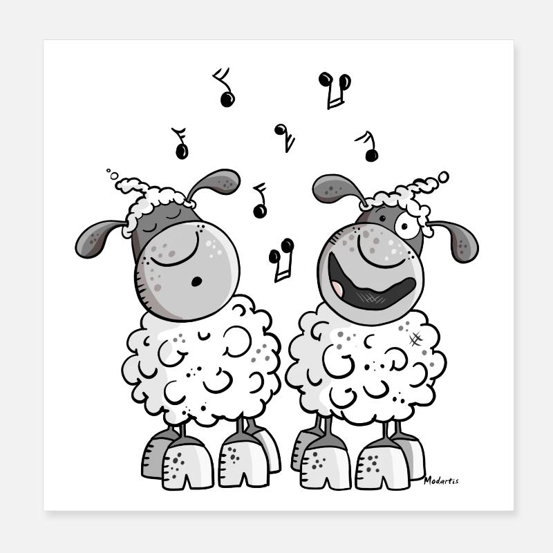 Moutons musicale Poster 20 x 20 cm