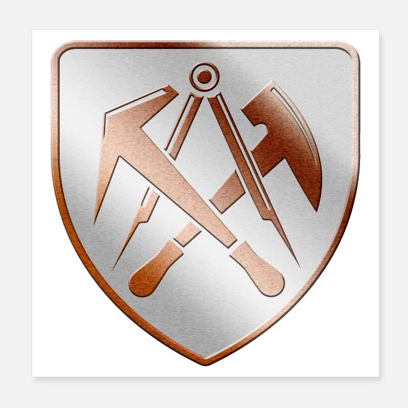 Dachdecker Wappen Schild in 3D Poster 20x20 cm