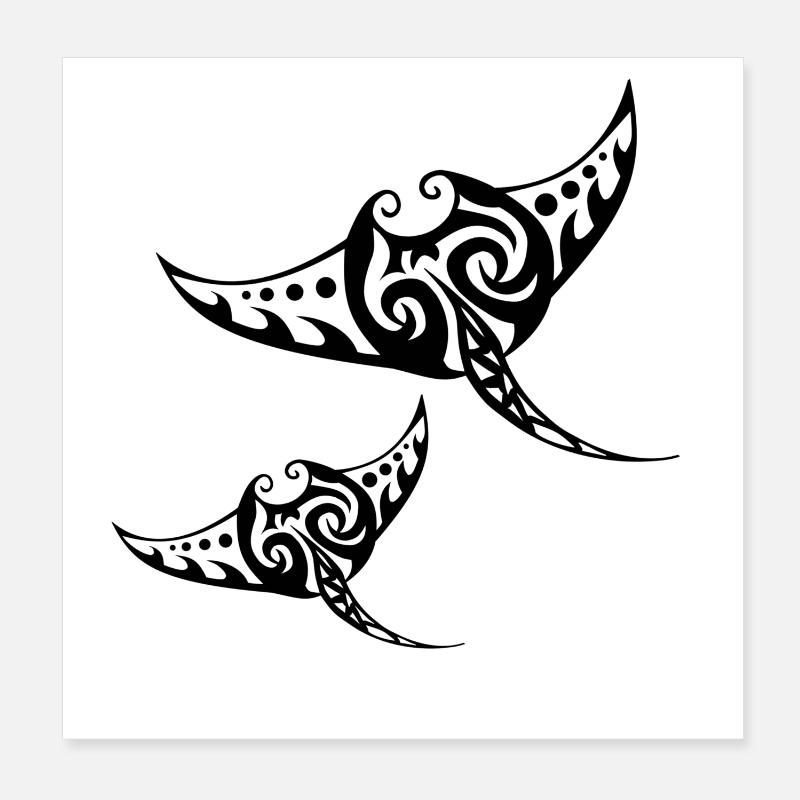 Zwei Rochen Poster 20x20 cm