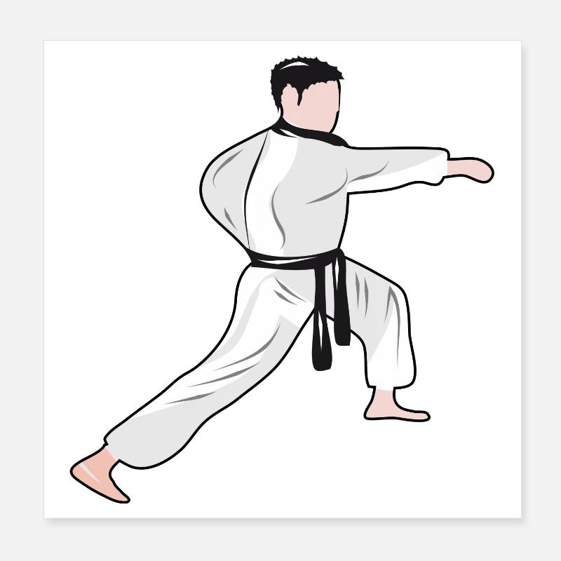 Karate fighter with black belt during training Poster 8" x 8" (20x20 cm)