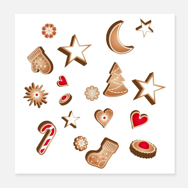 beaux biscuits de Noël décorés sucrés Poster 20 x 20 cm