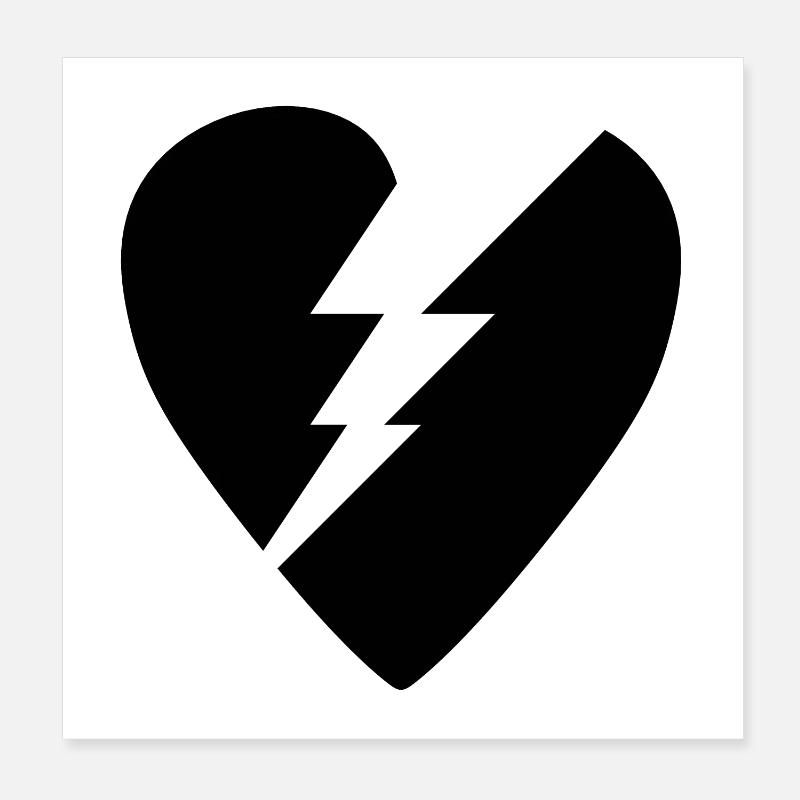 Schwarzes Herz Gebrochen Logo Poster 20x20 cm