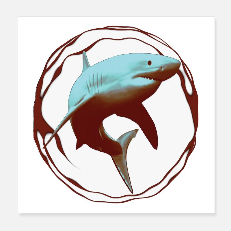 Great White Shark Poster 8" x 8" (20x20 cm)