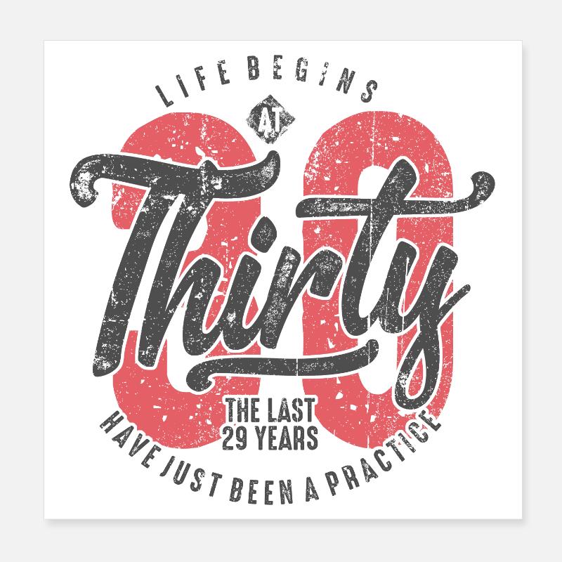 Das Leben beginnt bei Thirty Tee Poster 20x20 cm