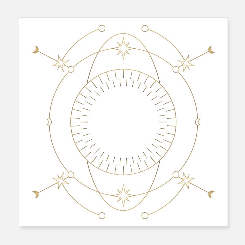 Golden Star Circle Orbit Design Poster 8" x 8" (20x20 cm)