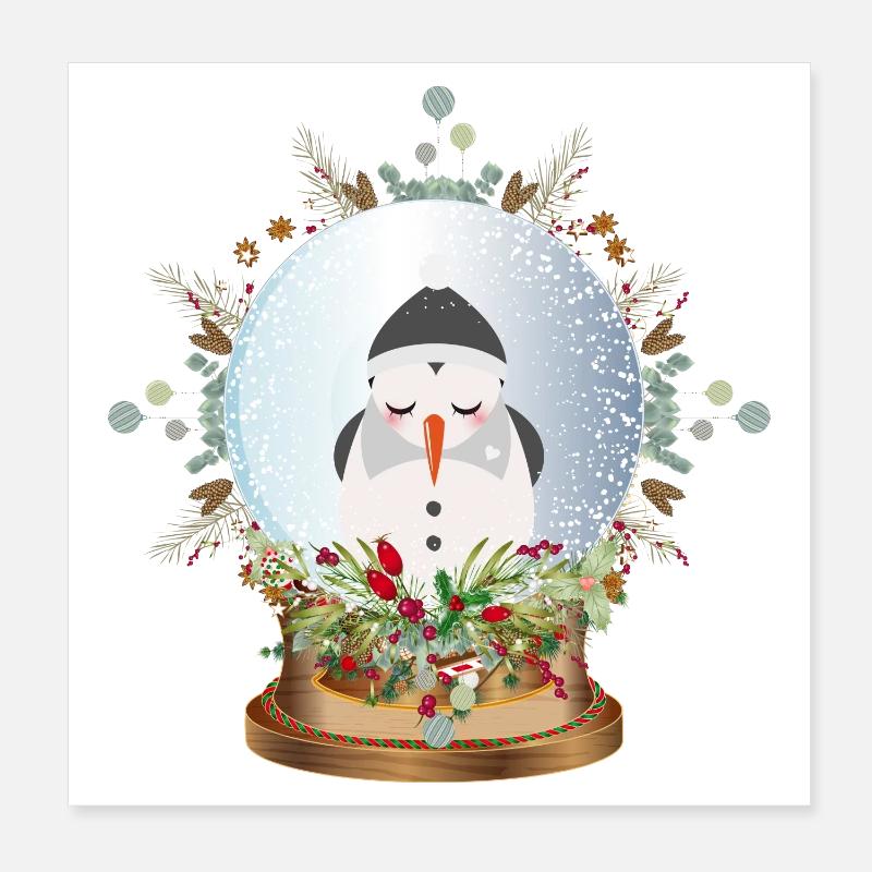 beautiful nostalgic snow globe with snowman Poster 8" x 8" (20x20 cm)