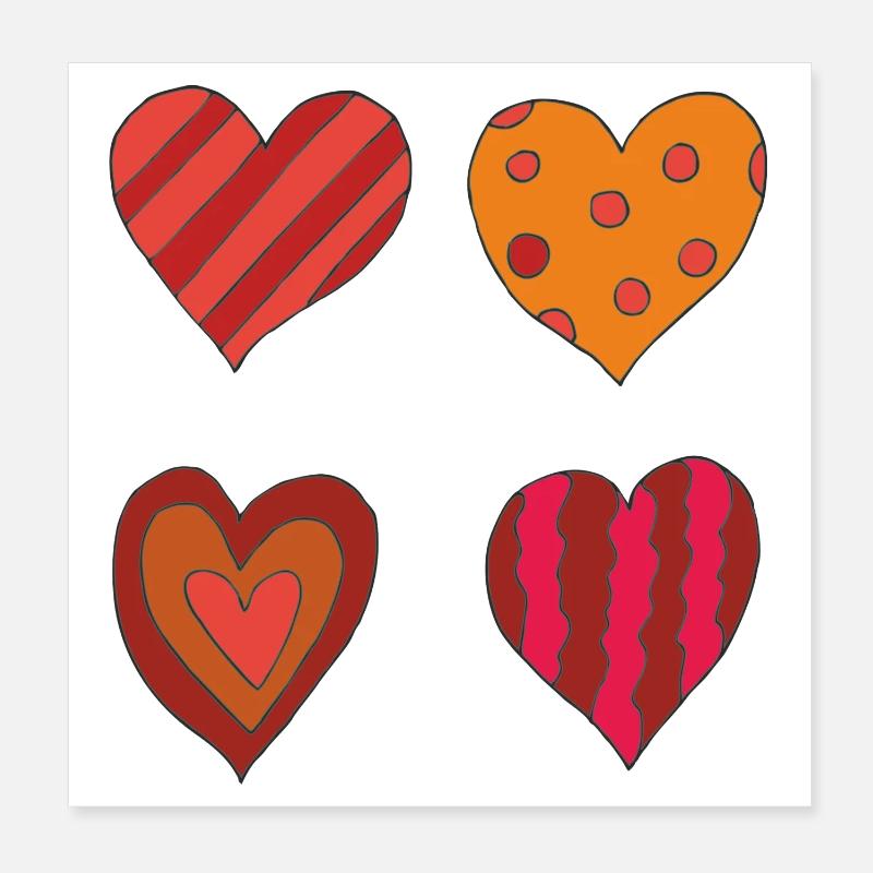 Variation cardiaque 4er Poster 20 x 20 cm