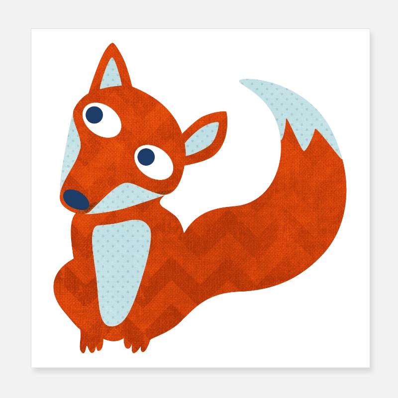 Fox Forest Animal Comic Smart Cool Nursery Poster 8" x 8" (20x20 cm)