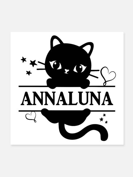 T-Shirt Annaluna T-Shirt Katze Geschenkidee Katze Katze - Poster 20x20 cm - Weiß - Vorne