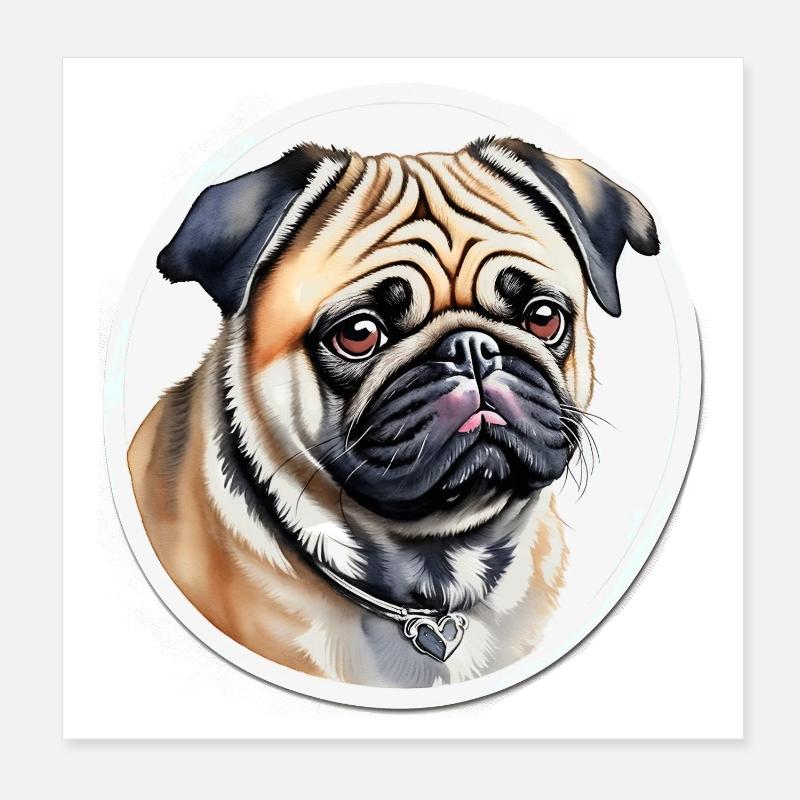 Pug Poster 8" x 8" (20x20 cm)