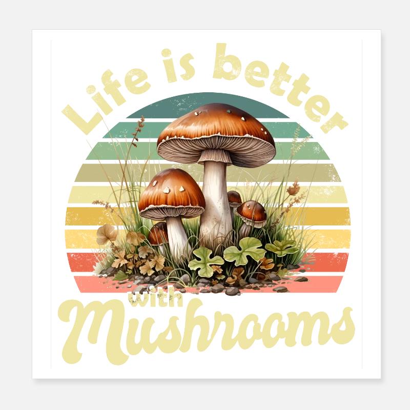 Champignons champignons Poster 20 x 20 cm