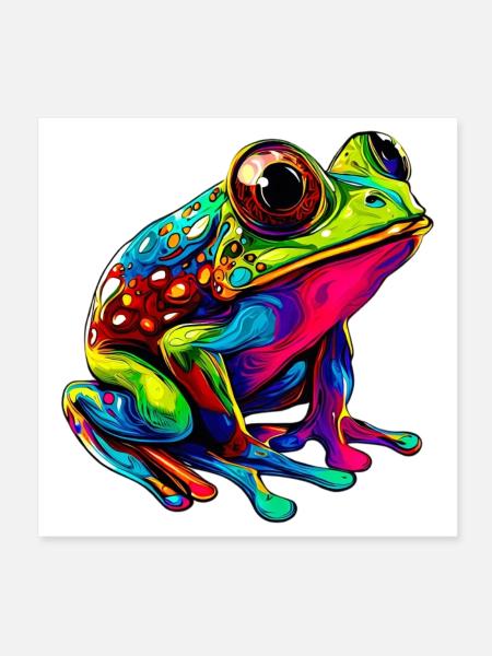 Frosch - Poster 20x20 cm - Weiß - Vorne