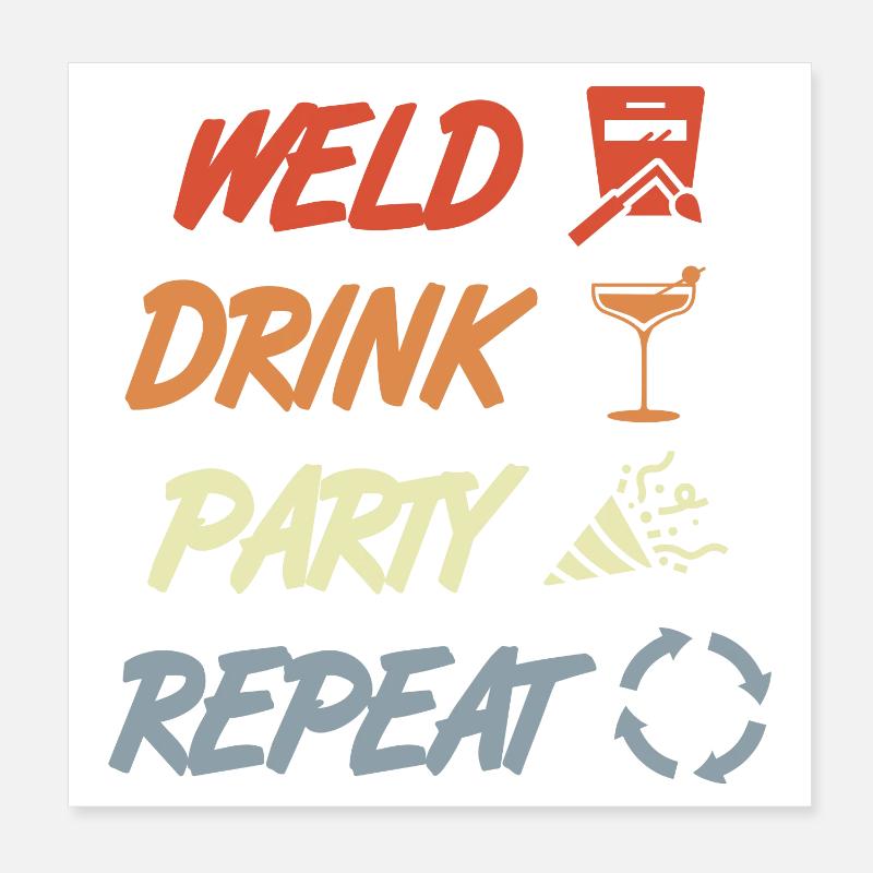 Souder Drink Party Répéter Poster 20 x 20 cm