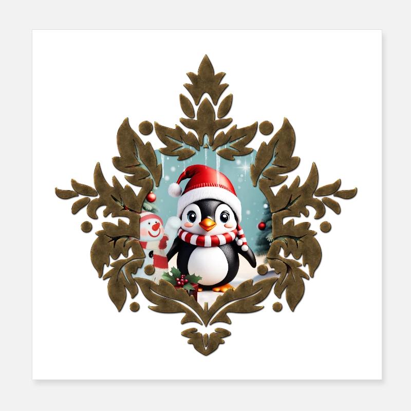 Pingouin drôle mignon Poster 20 x 20 cm