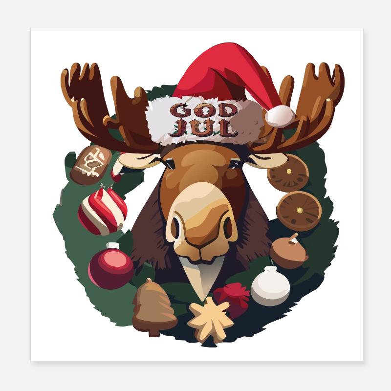 God Jul - Elch - Moose Poster 20x20 cm