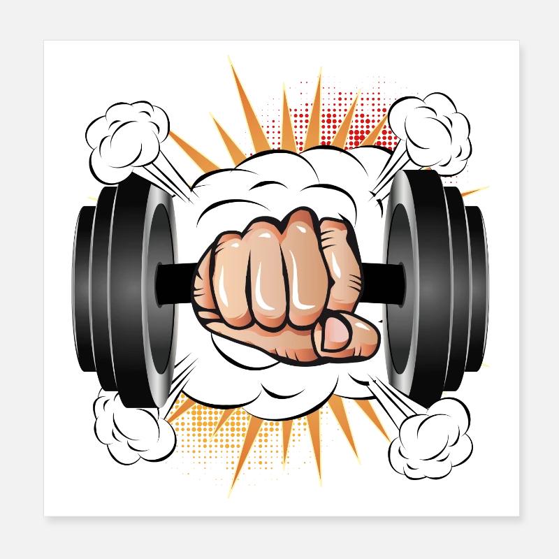 Dumbbell in hand - Comic style for bodybuilders Poster 8" x 8" (20x20 cm)