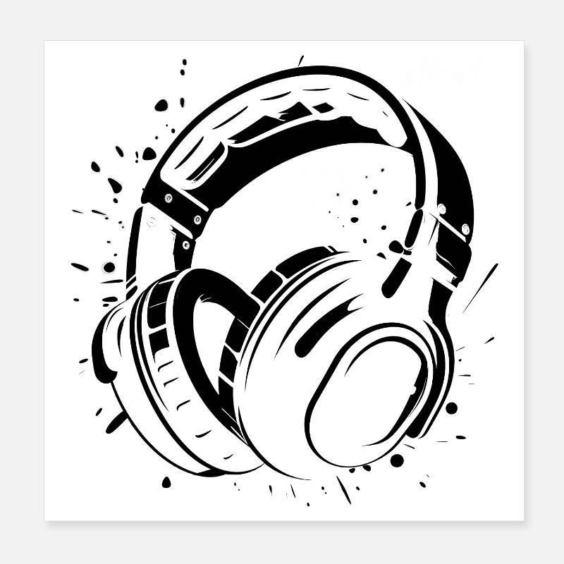 Kopfhörer Poster 20x20 cm