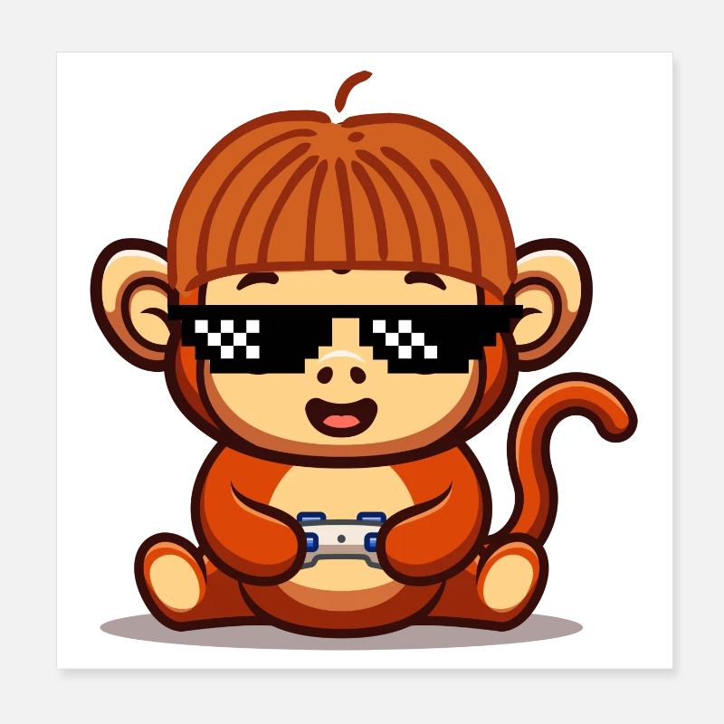 Gaming Affe Poster 20x20 cm