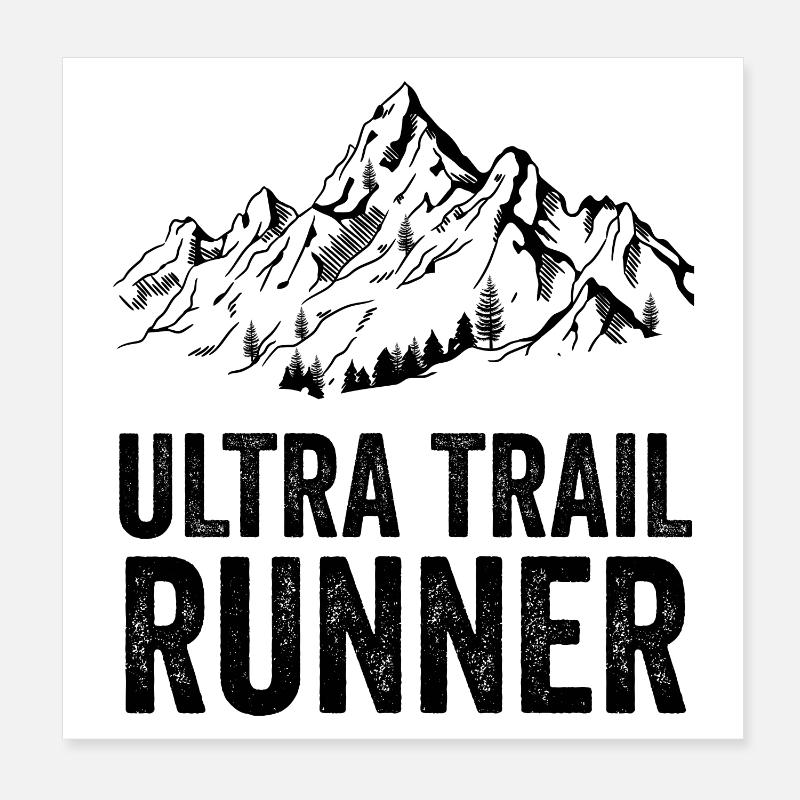 Coureur d’ultra trail - Poster 20 x 20 cm - blanc