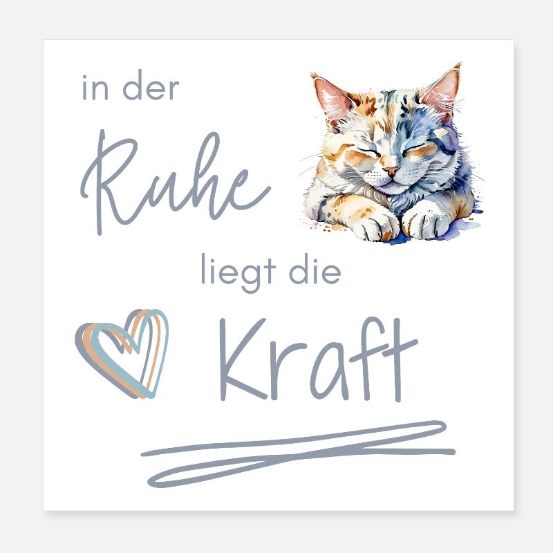 Chat endormi - La force réside dans le silence Poster 20 x 20 cm