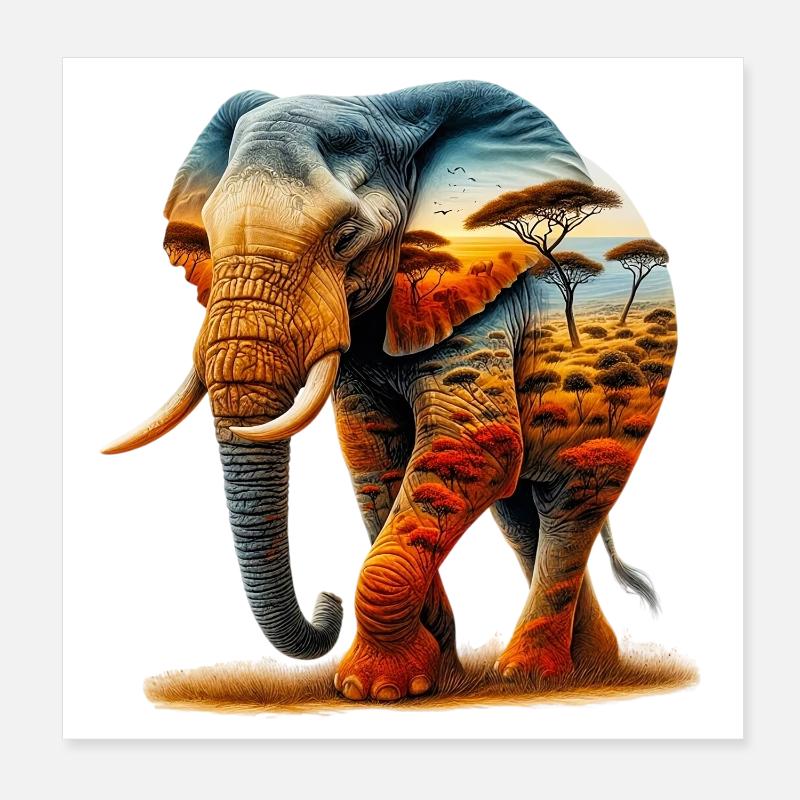 Elefant Poster 20x20 cm