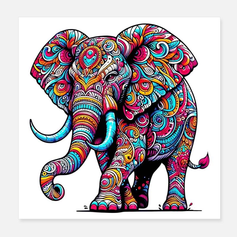 Éléphant Poster 20 x 20 cm